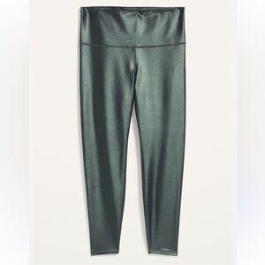 Old navy power soft metallic Shiny Green Leggings